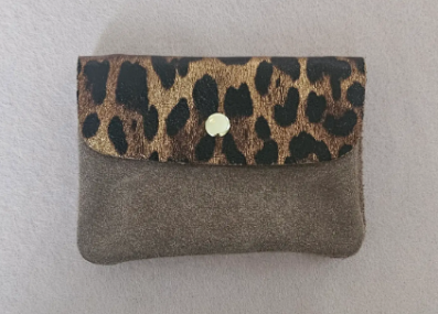 Porte monnaie kangoobi leopard anthracite