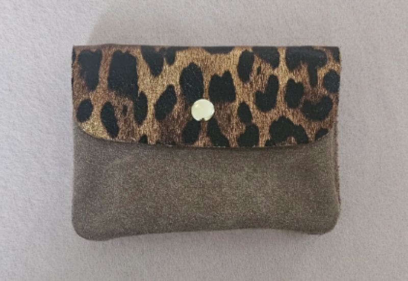 Porte monnaie kangoobi leopard anthracite