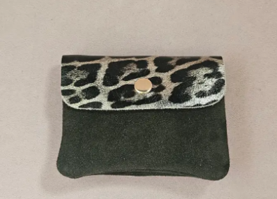 Porte monnaie kangoobi leopard kaki