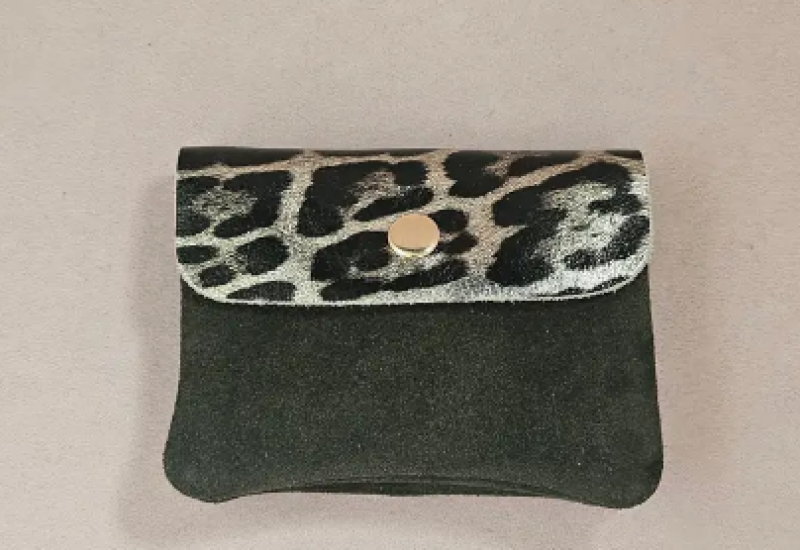 Porte monnaie kangoobi leopard kaki