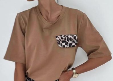 T-shirt poche léopard
